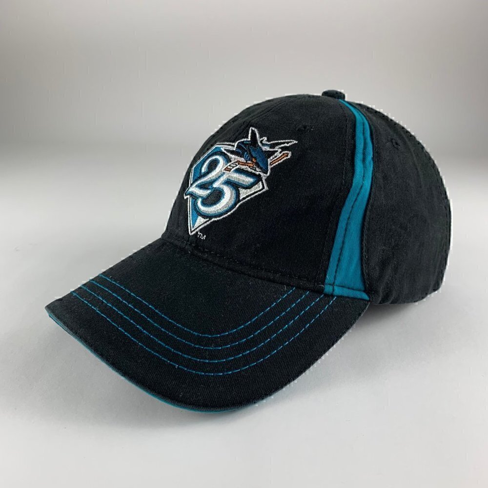 San Jose Sharks NHL Black 25th Anniversary Strapback Hat
